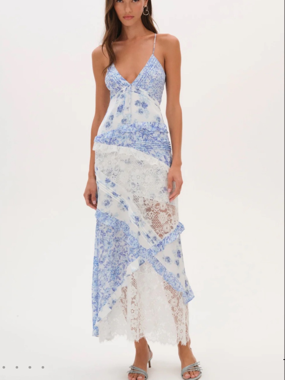 For Love and Lemons Blue lace floral Strap Dress